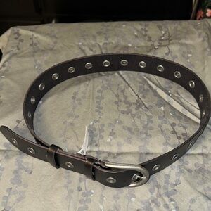 Frye Black Leather Belt with Silver Accents